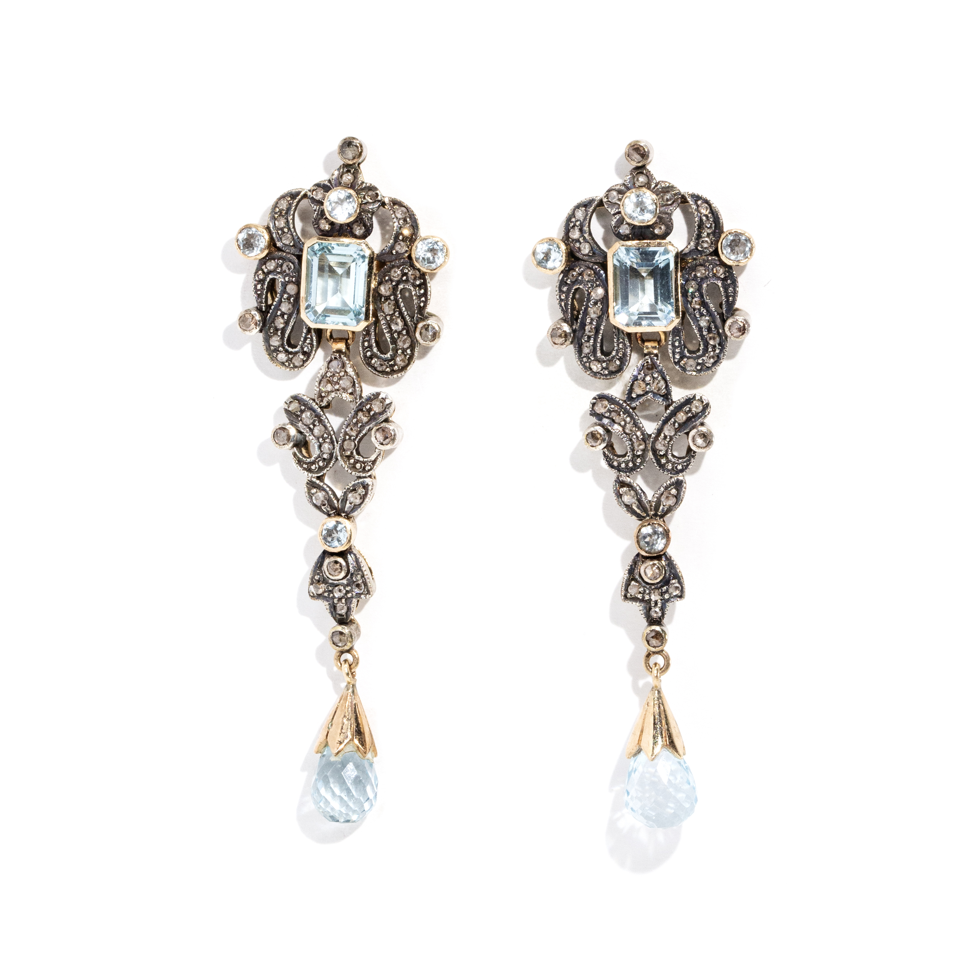 247 · Rose Cut Diamond and Topaz Earrings