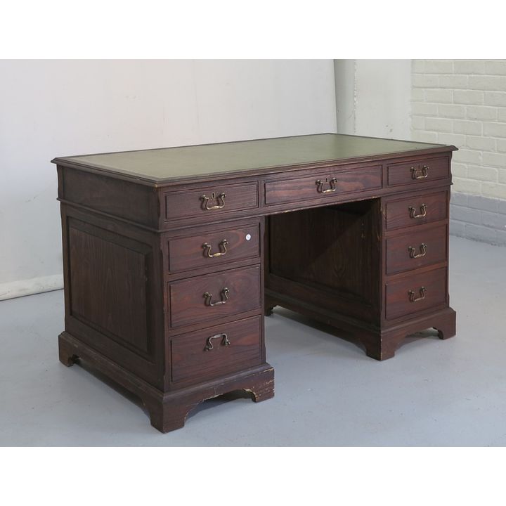 LEATHER INLAID PEDESTAL DESK