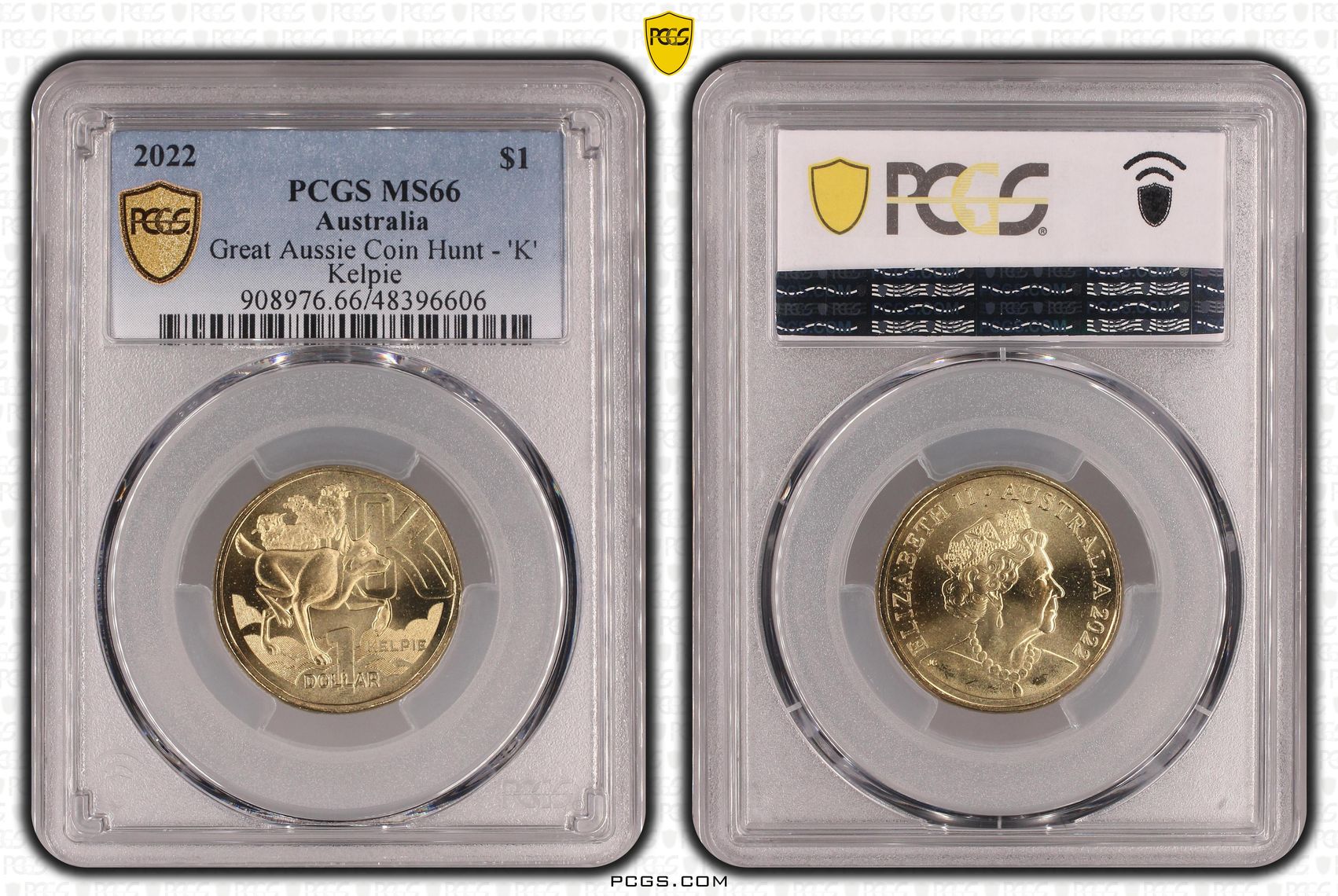 Elizabeth II, Great Aussie Coin Hunt - 'K' , One Dollar, 2022, PCGS MS66