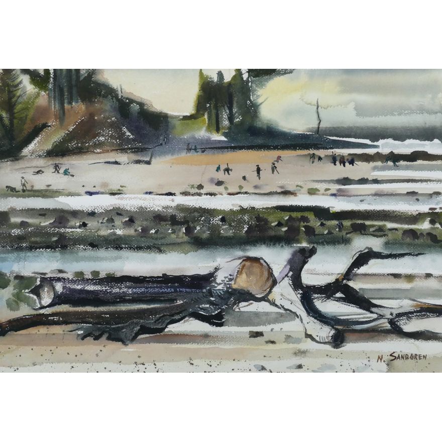 Nelson Sandgren ''Beachcombers'' Watercolor