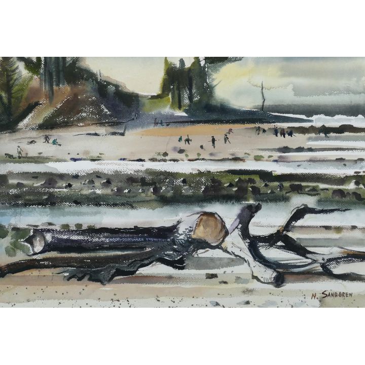 Nelson Sandgren ''Beachcombers'' Watercolor