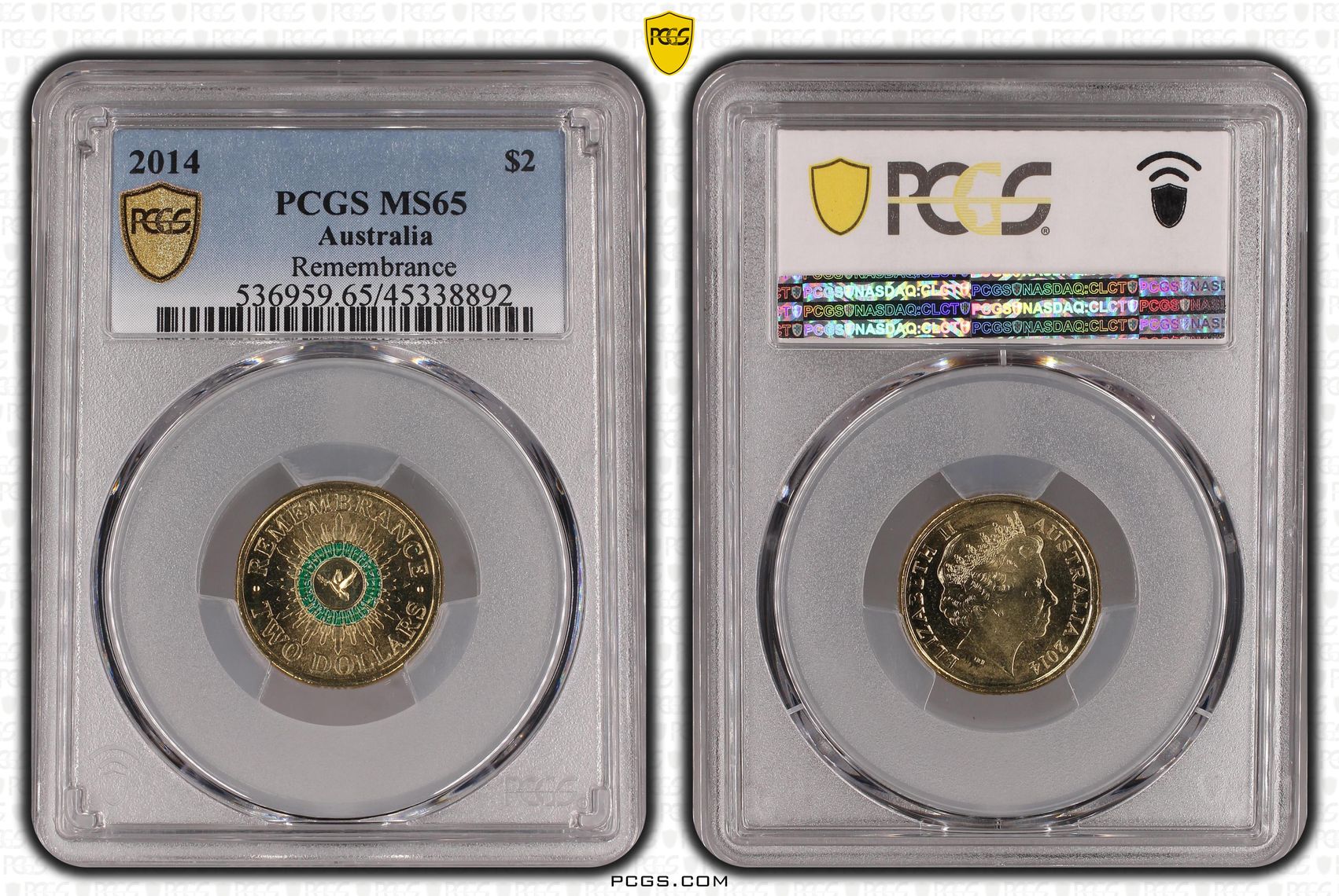 Remembrance, Two Dollar, 2014, PCGS MS65