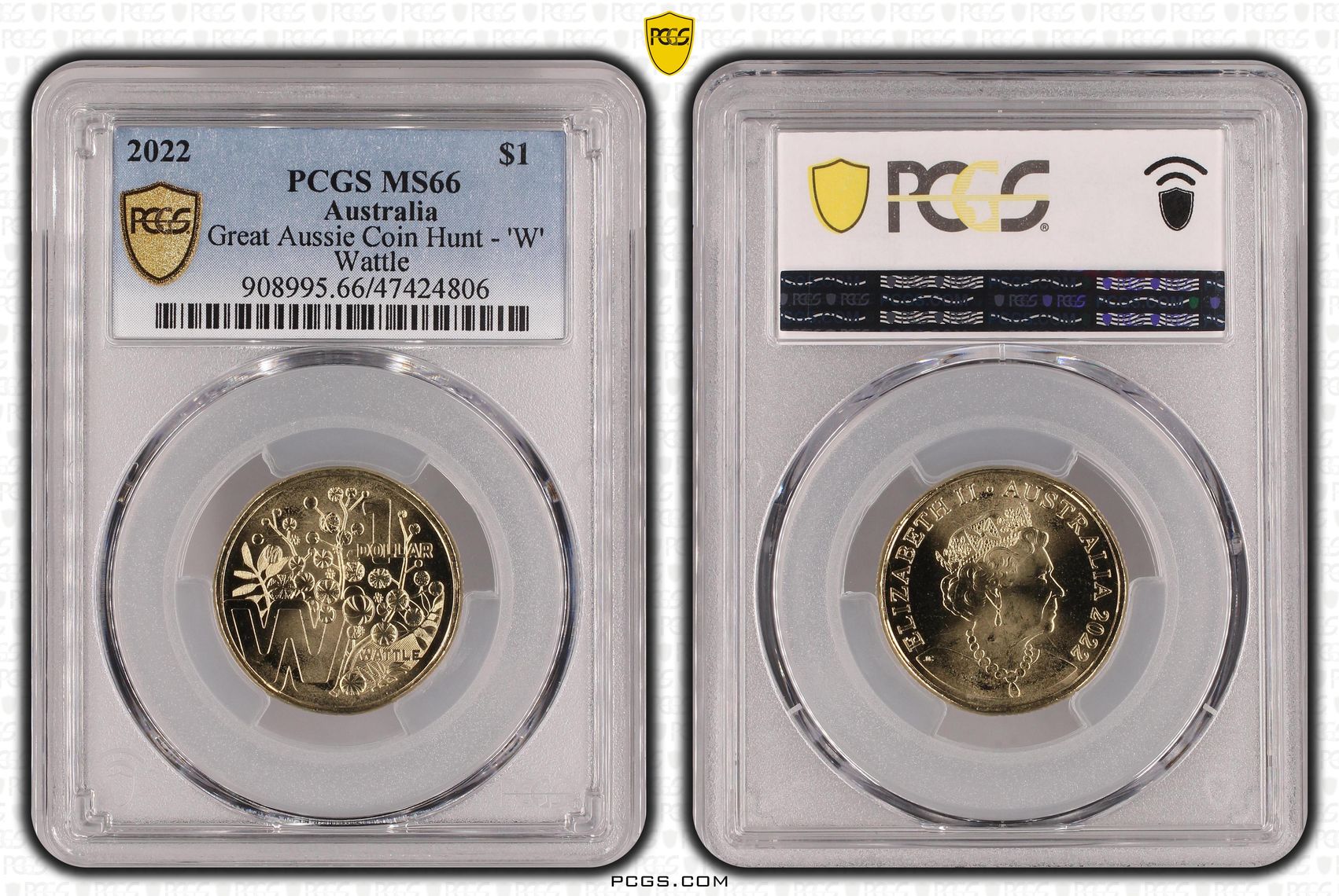 Great Aussie Coin Hunt - 'W', One Dollar, 2022 POP Report 5/1, PCGS MS 66