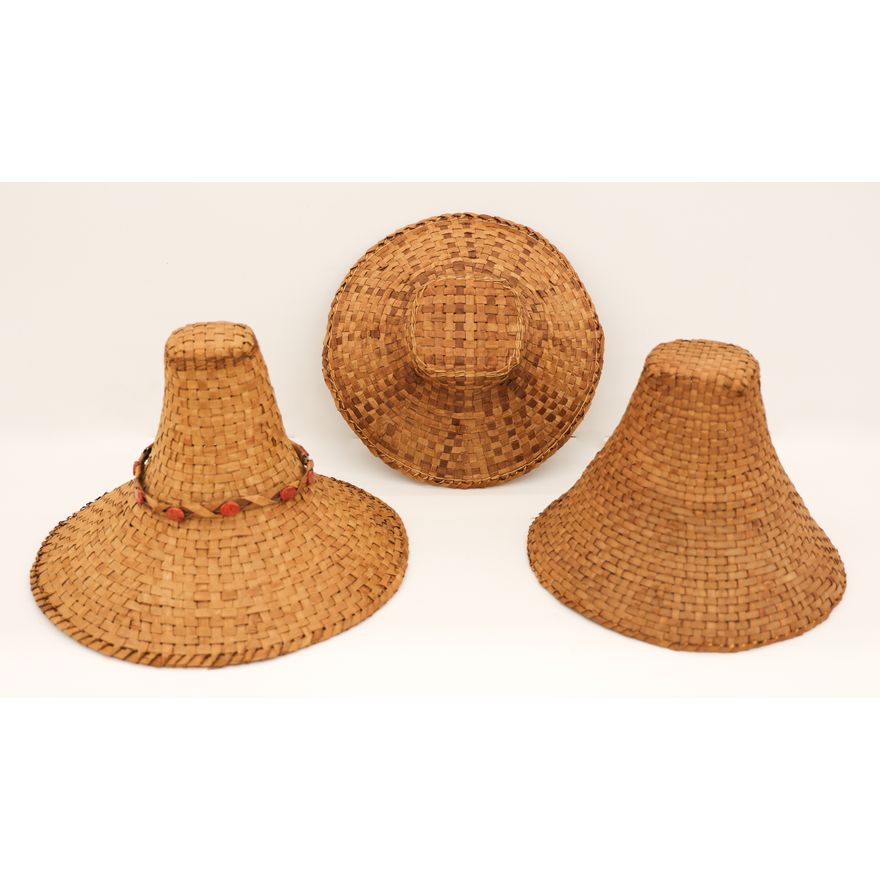 3pc Northwest Coast Cedar Bark Hats