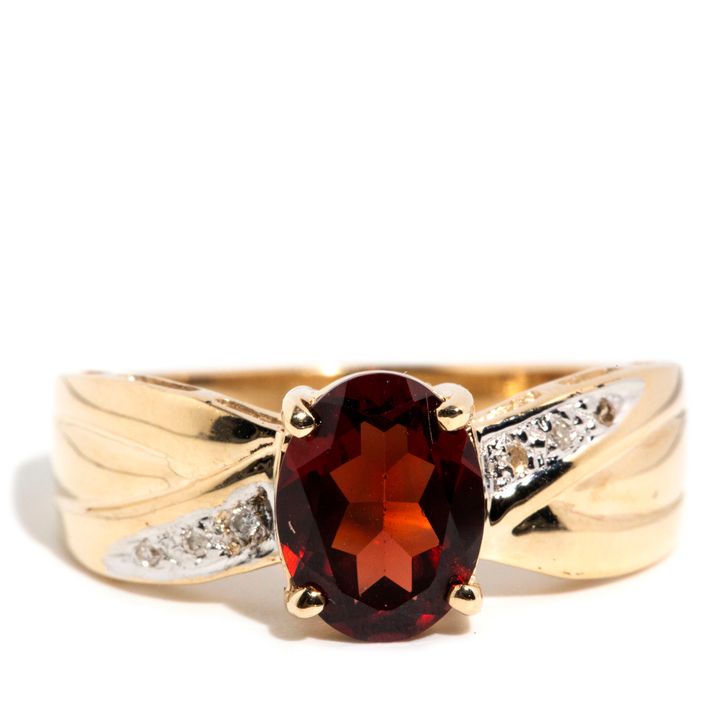 Garnet & Diamond 10ct Gold Ring,