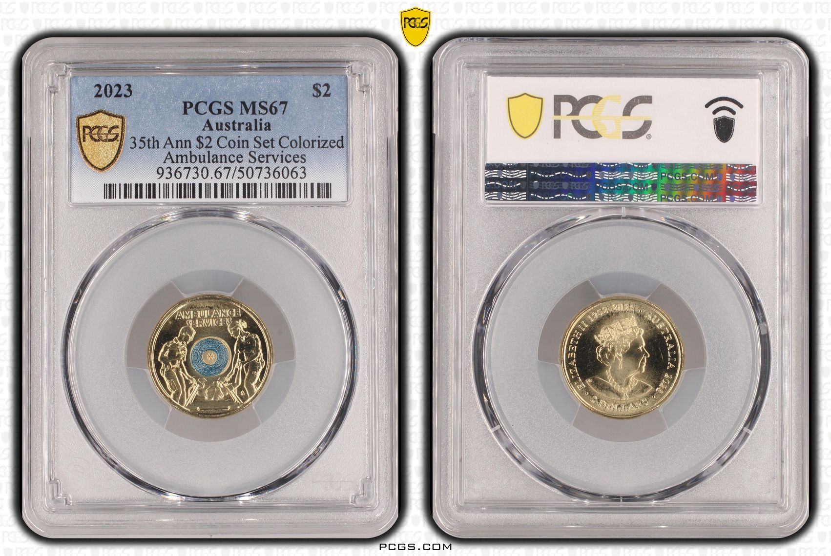35th Ann $2 Coin Set Colorized - Ambulance Services , Two Dollar, 2023, PCGS MS67