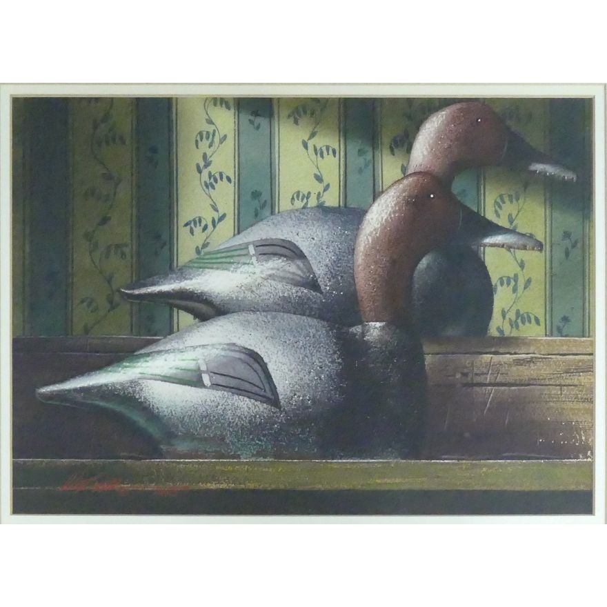 Michael Weber (b.1941 Ohio) ''Pair of Canvasbacks'' 1985 Watercolor