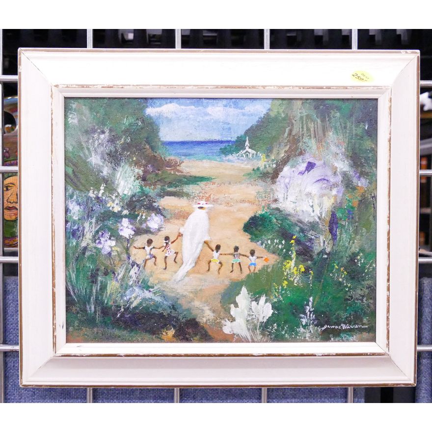 Janna Warren Beach Scene Small Oil Painting- 11x13''