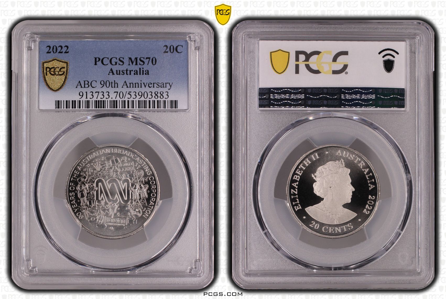 234 · ABC 90th Anniversary, Twenty Cent, 2022,  MS70