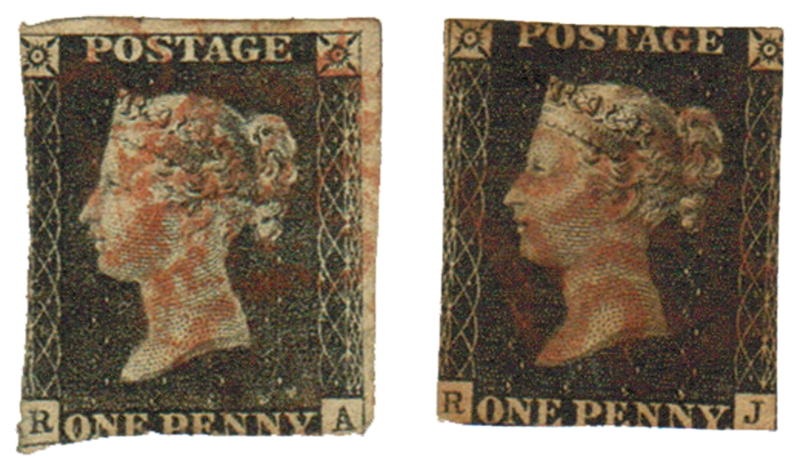 Great Britain Penny Black x 2
