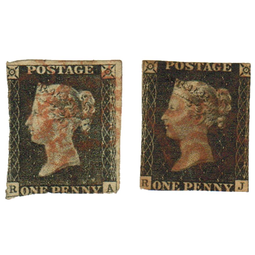 Great Britain Penny Black x 2