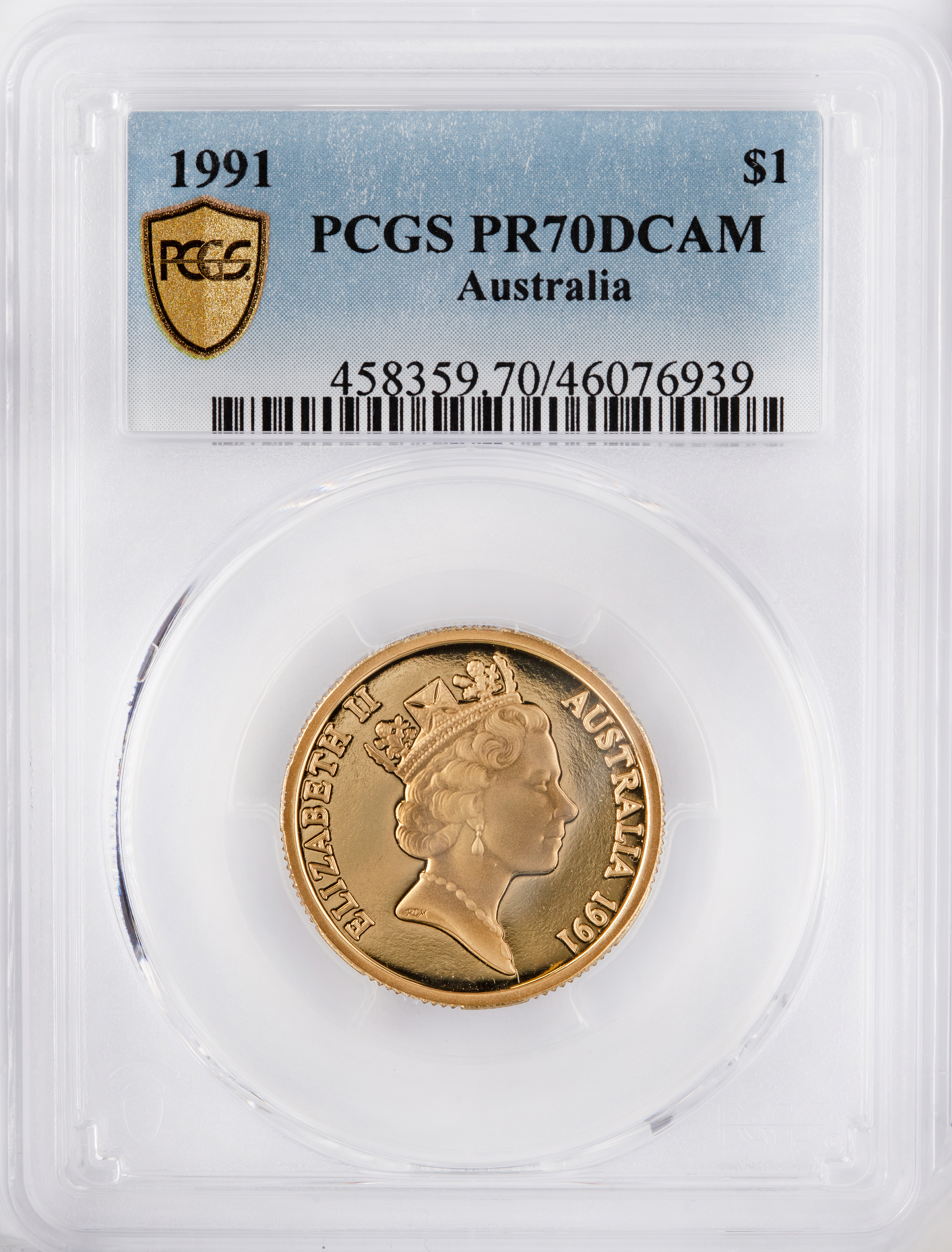 Top pop, One Dollar, 1991, PCGS PR70DCAM