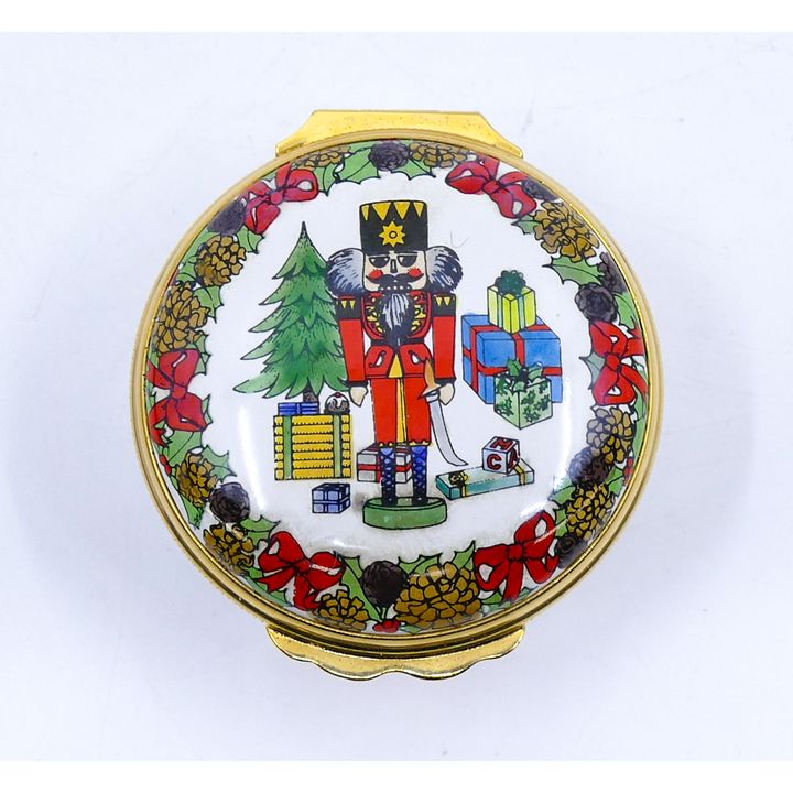 Halcyon Days Christmas 1988 Enameled Box 1'' x 2'' -
