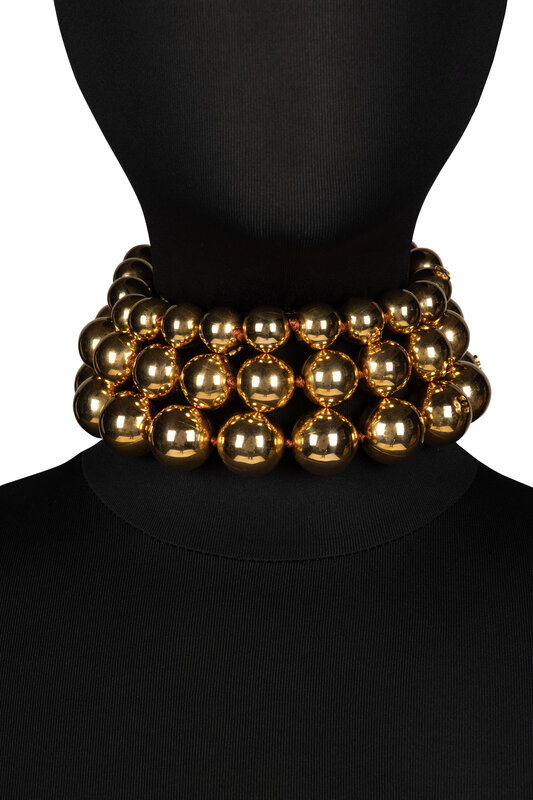Chanel Gold-Tone Metal Ball Necklace, 1980s 