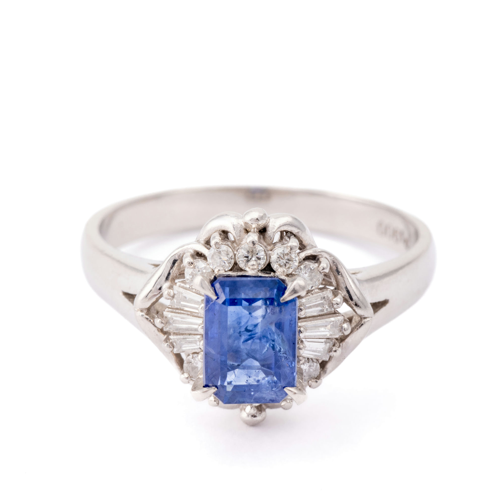 Sapphire and Diamond Platinum Ring,