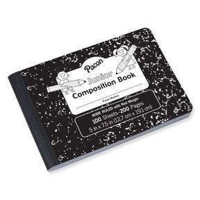 PACON JUNIOR COMPOSITION BOOK, BLACK MARBLE, 3/8" RULED 5" X 7-1/2", 100 SHEETS