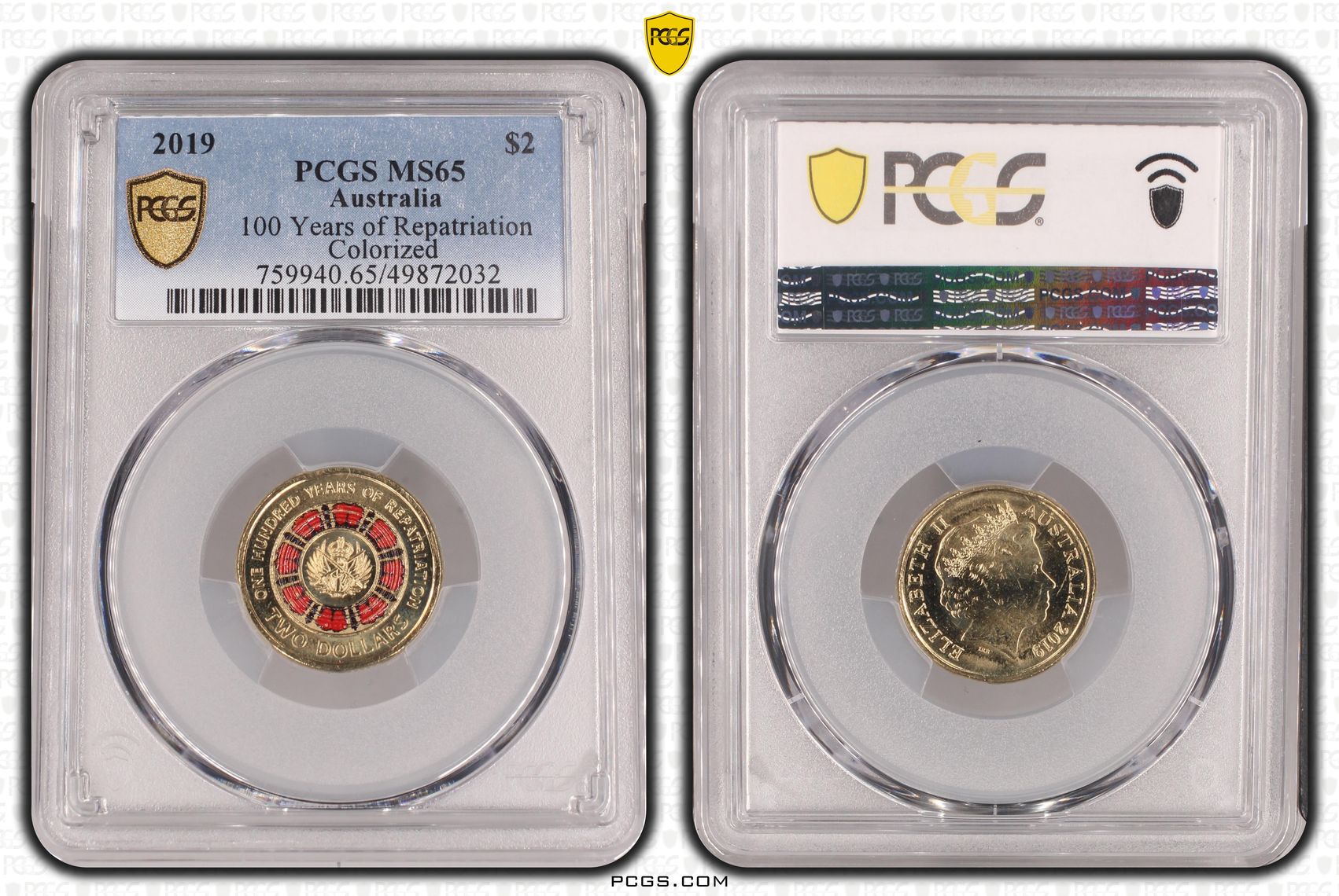 440 · 100 Years of Repatriation - Colorized , Two Dollar, 2019, PCGS MS65