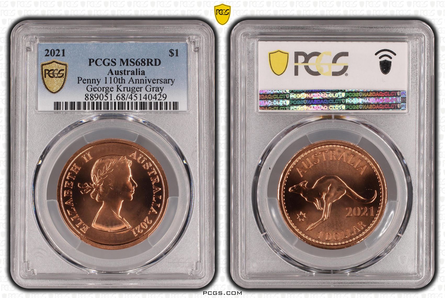 2021 Australia One Dollar, $1 Penny 110th Anniversary PCGS - MS68RD -429