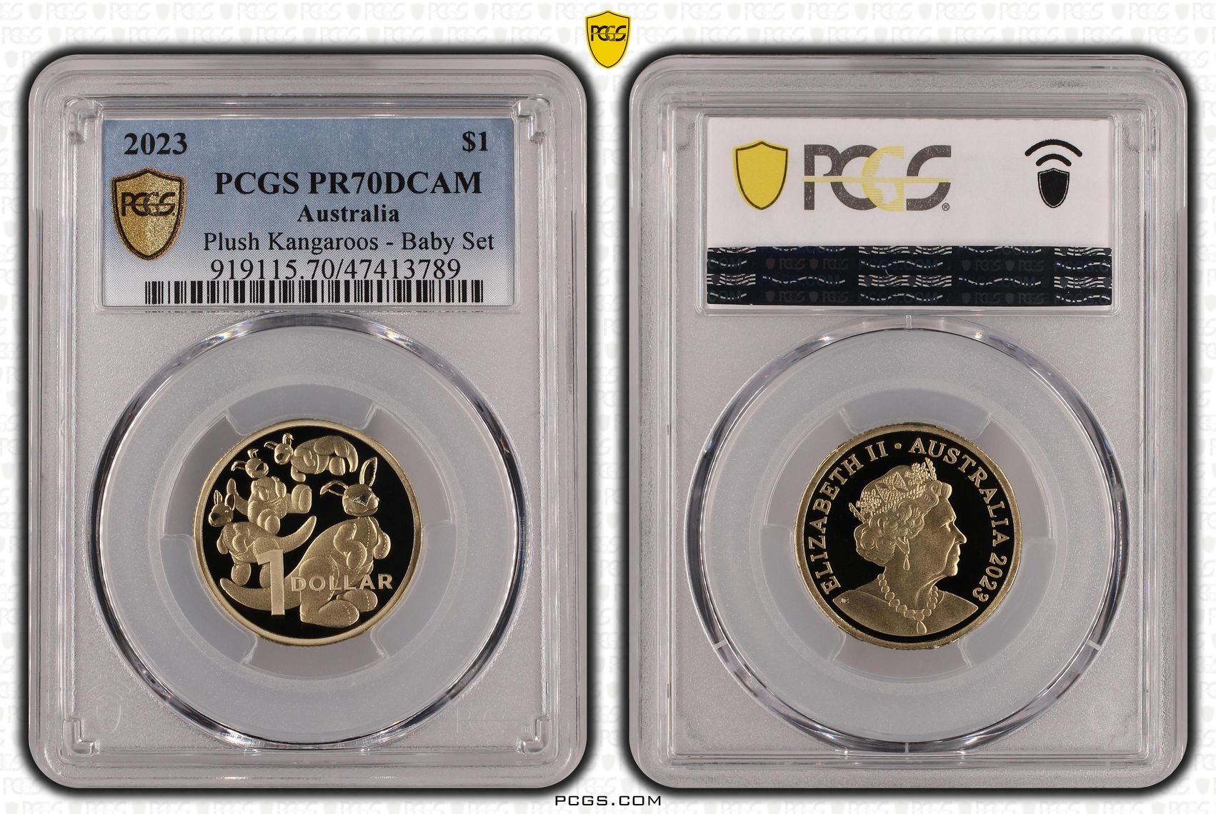 Plush Kangaroos - Baby Set, One Dollar, 2023, PCGS PR70DCAM