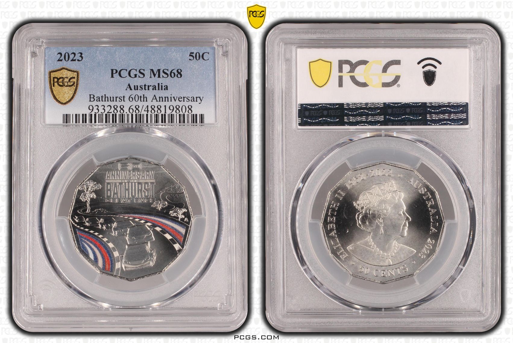 Bathurst 60th Anniversary Colorized, Fifty Cent, 2023, PCGS MS68