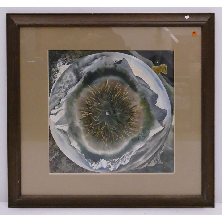 R. Singer 'Mountain Mandala' Watercolor Painting Framed. Dated 1977- 32x34''