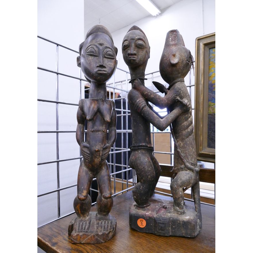 2pc African Carved Wood Fertility Figures- 18'' each