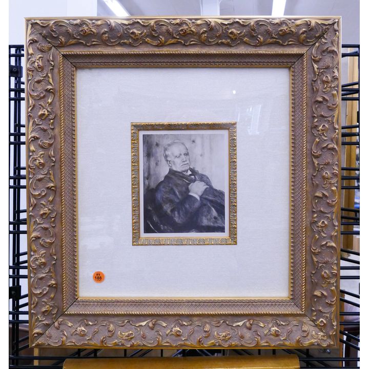 Pierre-Auguste Renoir 'Portrait of Paul Durand-Rule' Engraving in Gilt Gallery Frame- 21x19''