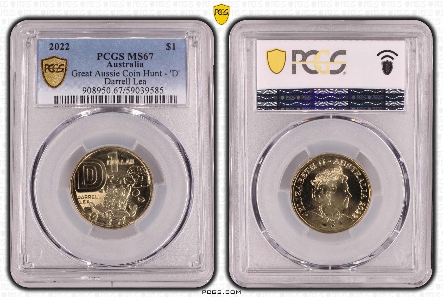 Great Aussie Coin Hunt - 'D', One Dollar, 2022, PCGS MS67