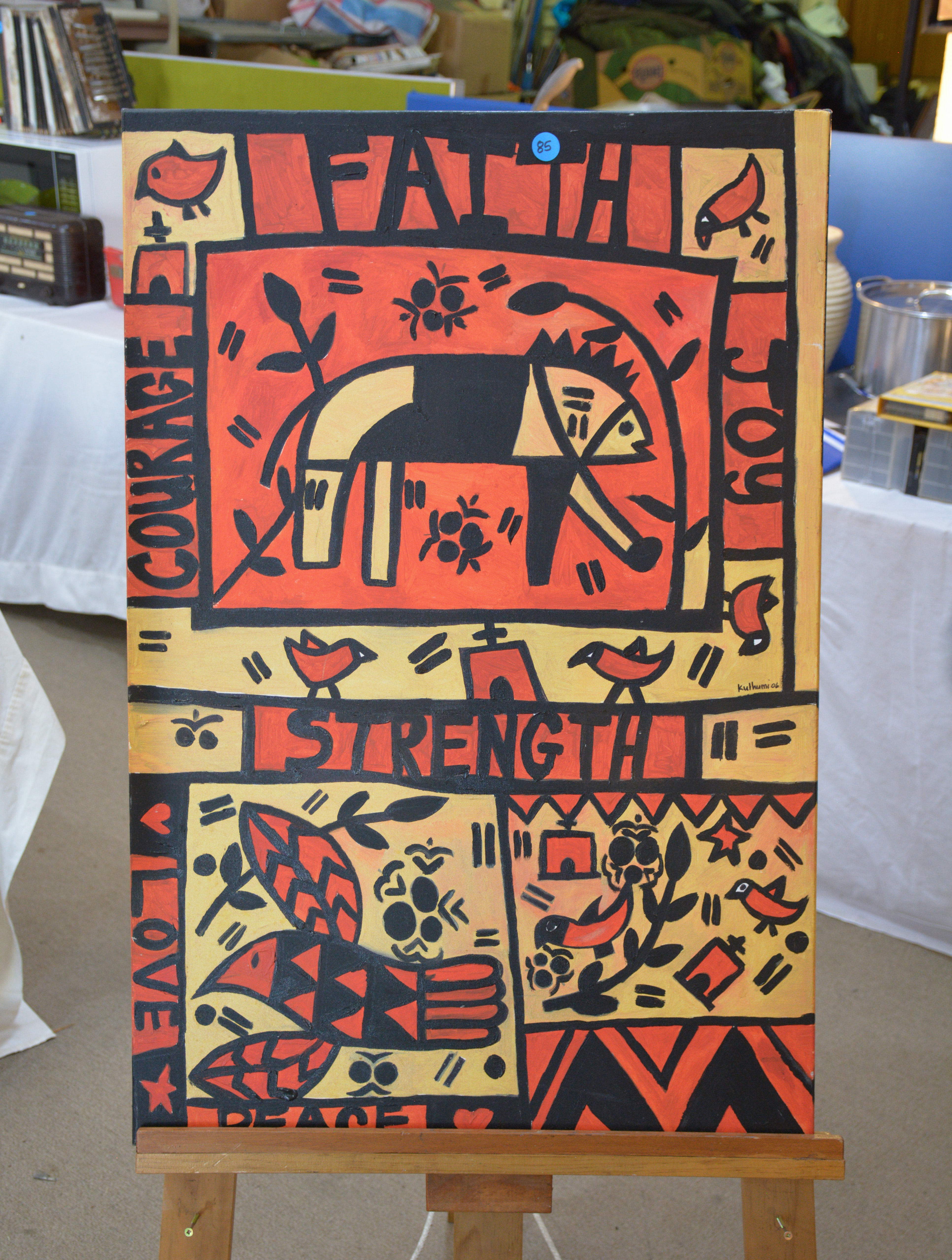 Contemporary Sohrai Art Piece Acrylic on Canvas — NZ auction result