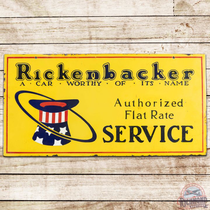 Rickenbacker Authorized Service DS Porcelain Sign w/ Top Hat Logo
