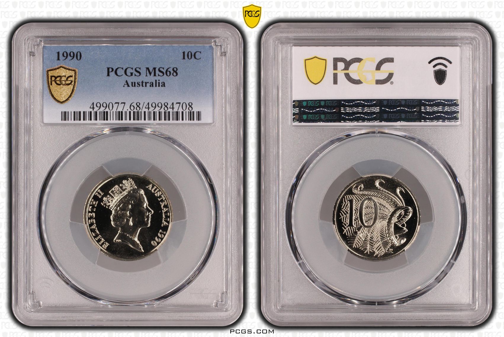 , Ten Cent, 1990, PCGS MS68