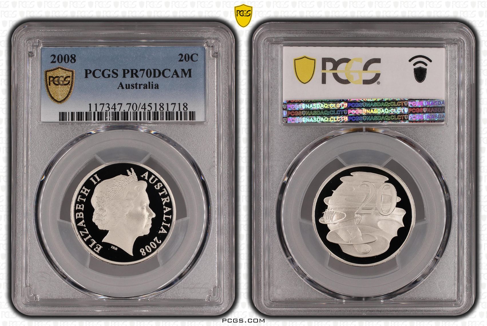2008 Australian Twenty Cent, 20c Proof PCGS - PR70DCAM POP 48/0 -718
