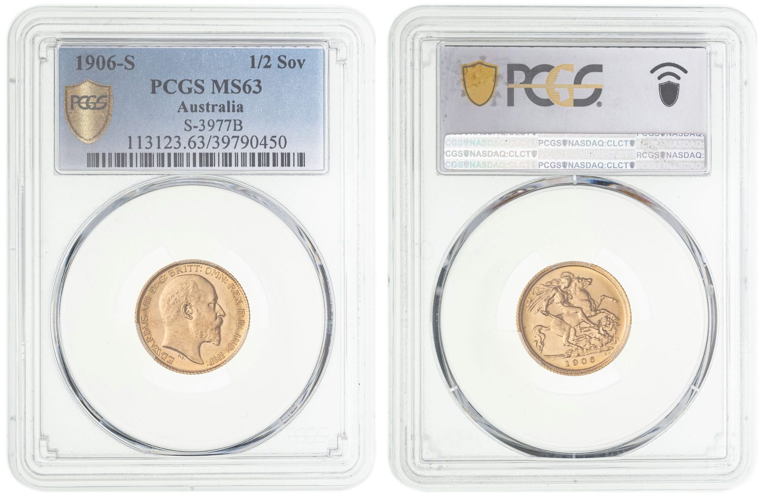 Edward VII, St George Reverse , Half-Sovereign, 1906-S, PCGS MS63
