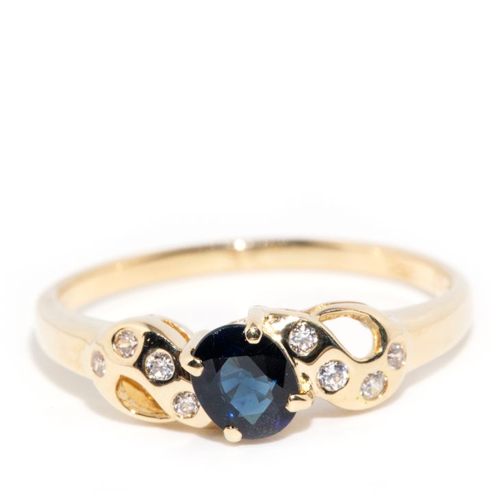 Vintage Sapphire & Diamond 9 Carat Gold Ring,