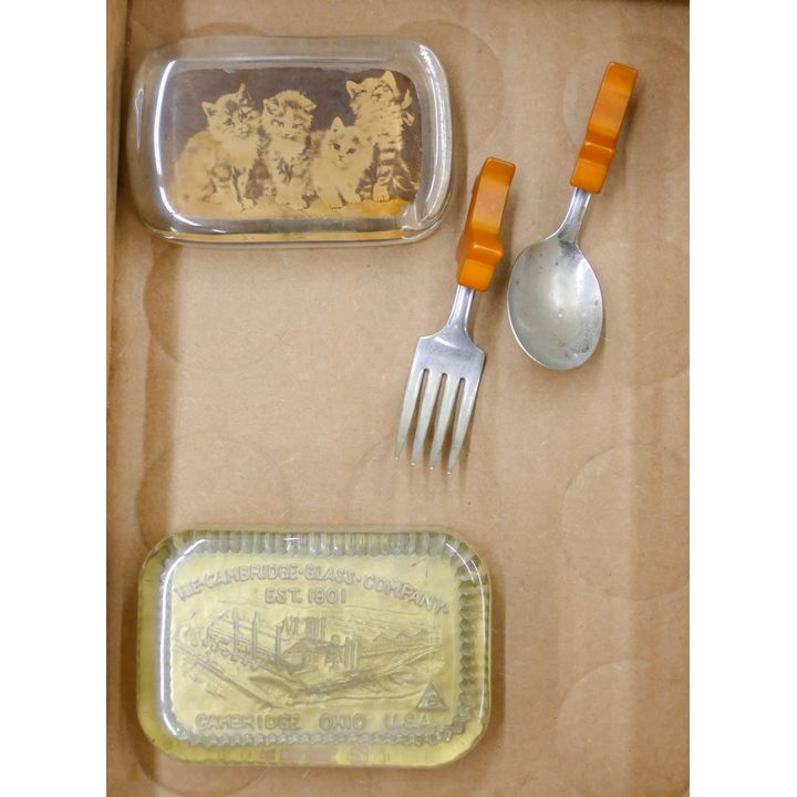 Box Child's Bakelite Fork & Spoon Etc.