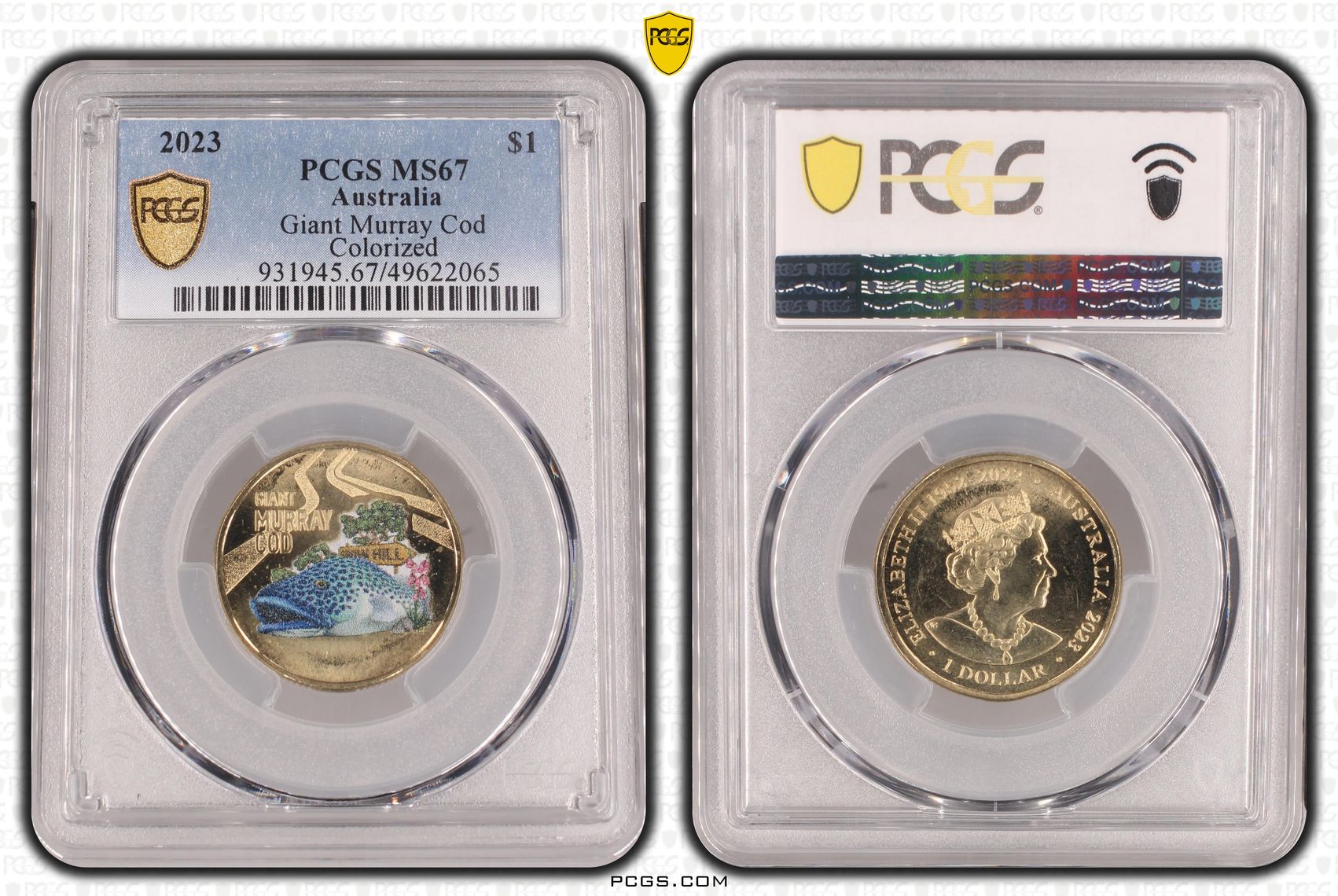 329 · Giant Murray Cod , One Dollar, 2023, PCGS MS67