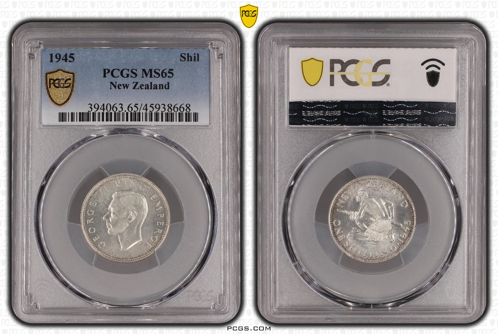 1945 New Zealand Shilling Silver PCGS - MS65 -668