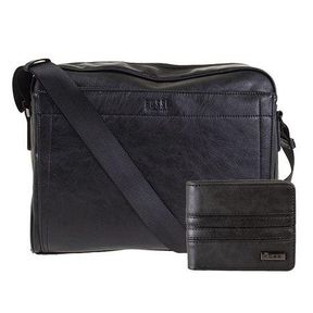 Bossi Mens Laptop Bag Black Plus Small Billfold Wallet|
