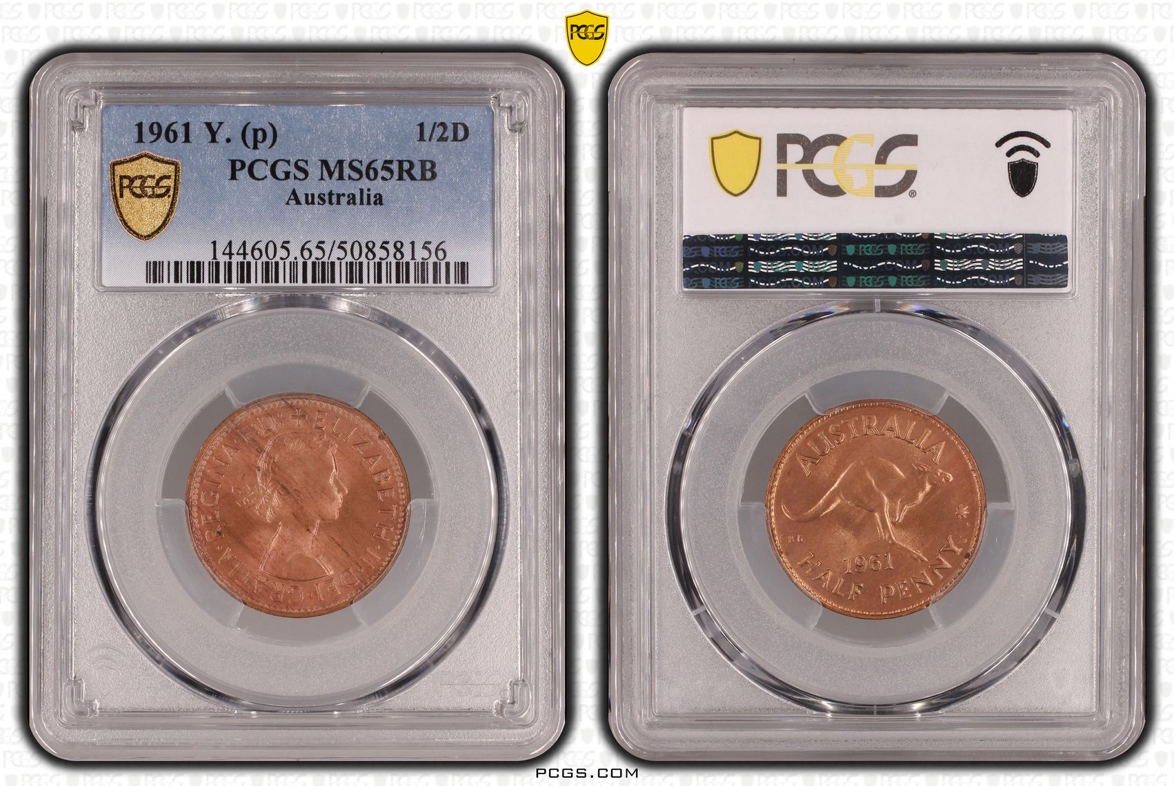 Halfpenny, 1961, PCGS MS65RB
