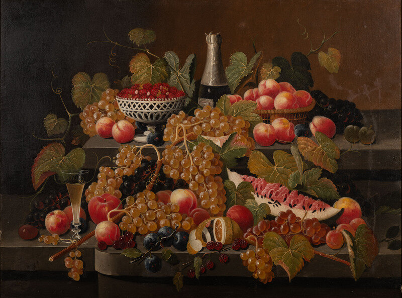 Manner of Severin Roesen
(German/American, 1815-1872)
Sumptuous Still-Life with Fruit and Champagne