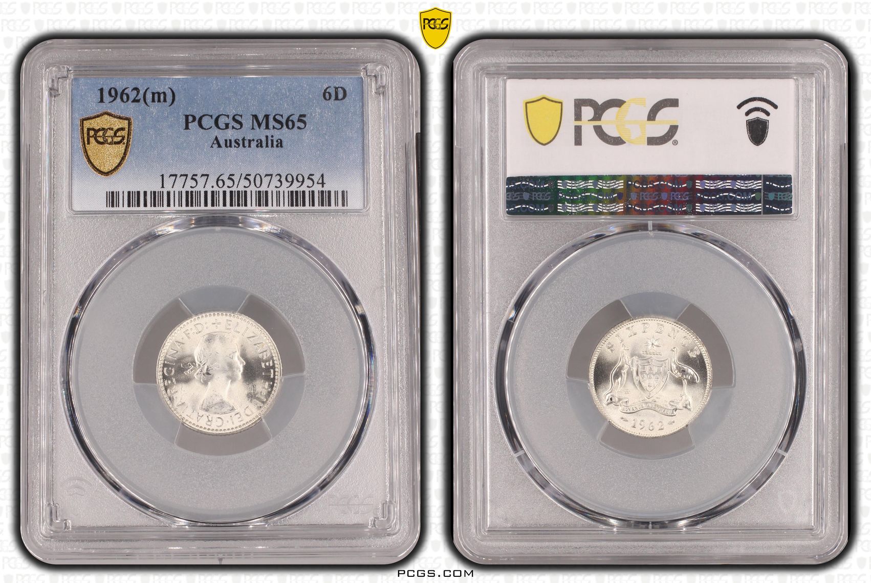 Sixpence, 1962(m), PCGS MS65