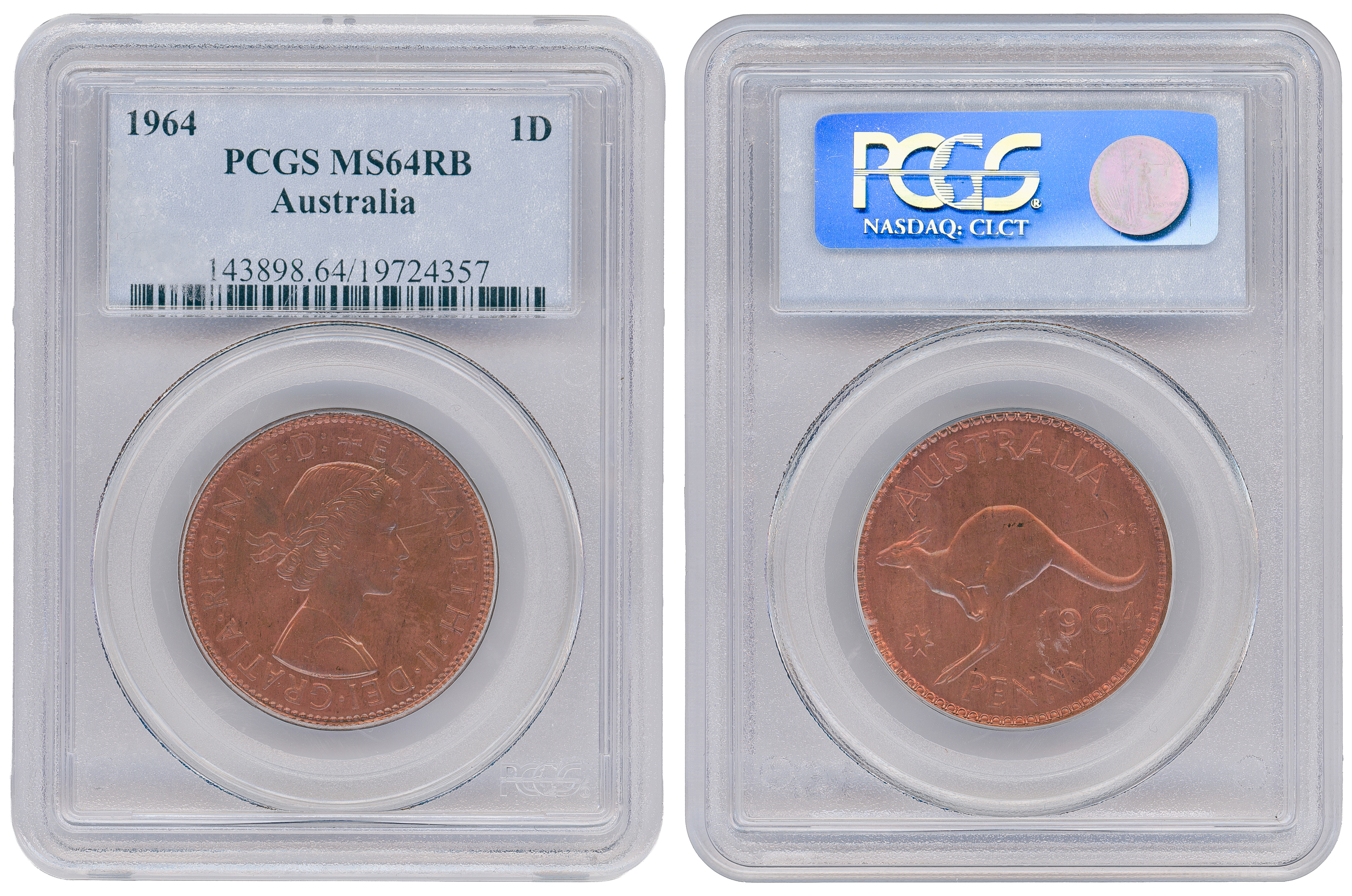 Elizabeth II, Penny, 1964, PCGS MS64RB