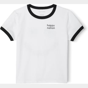 HAPPY NATION GIRLS COTTON CREWNECK RINGER T SHIRT