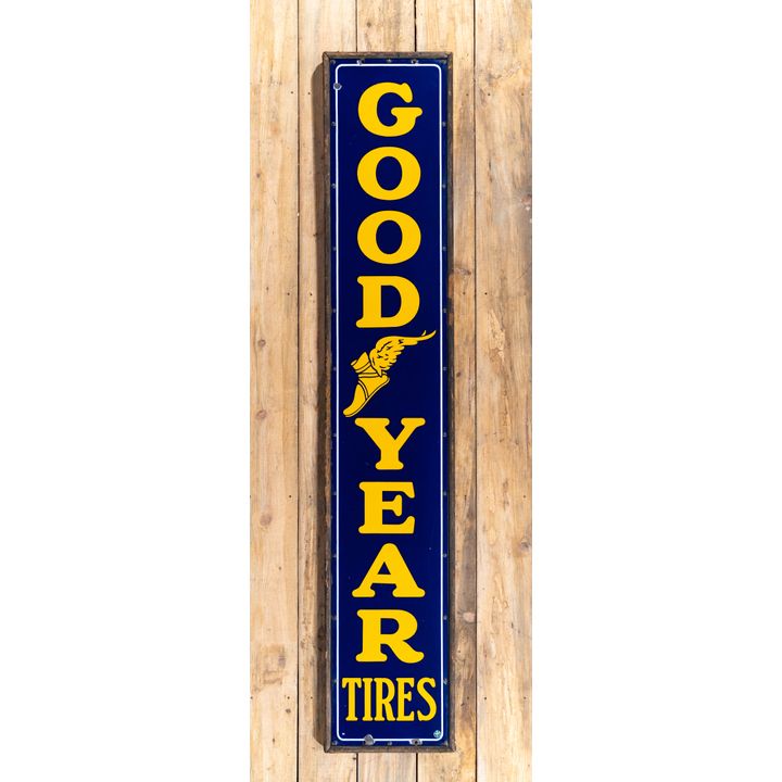 Goodyear Tires w/ Winged Foot Logo Single Sided Porcelain Framed Sign TAC 9