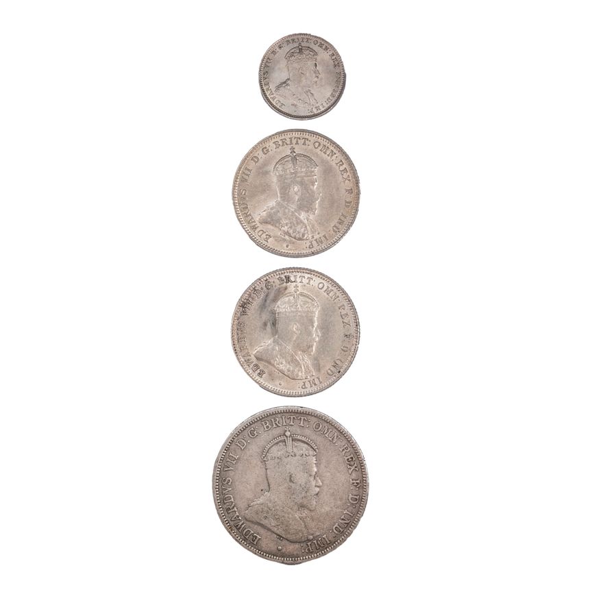 Edward VII, Threepence - Florin, 1910,  VG - UNC