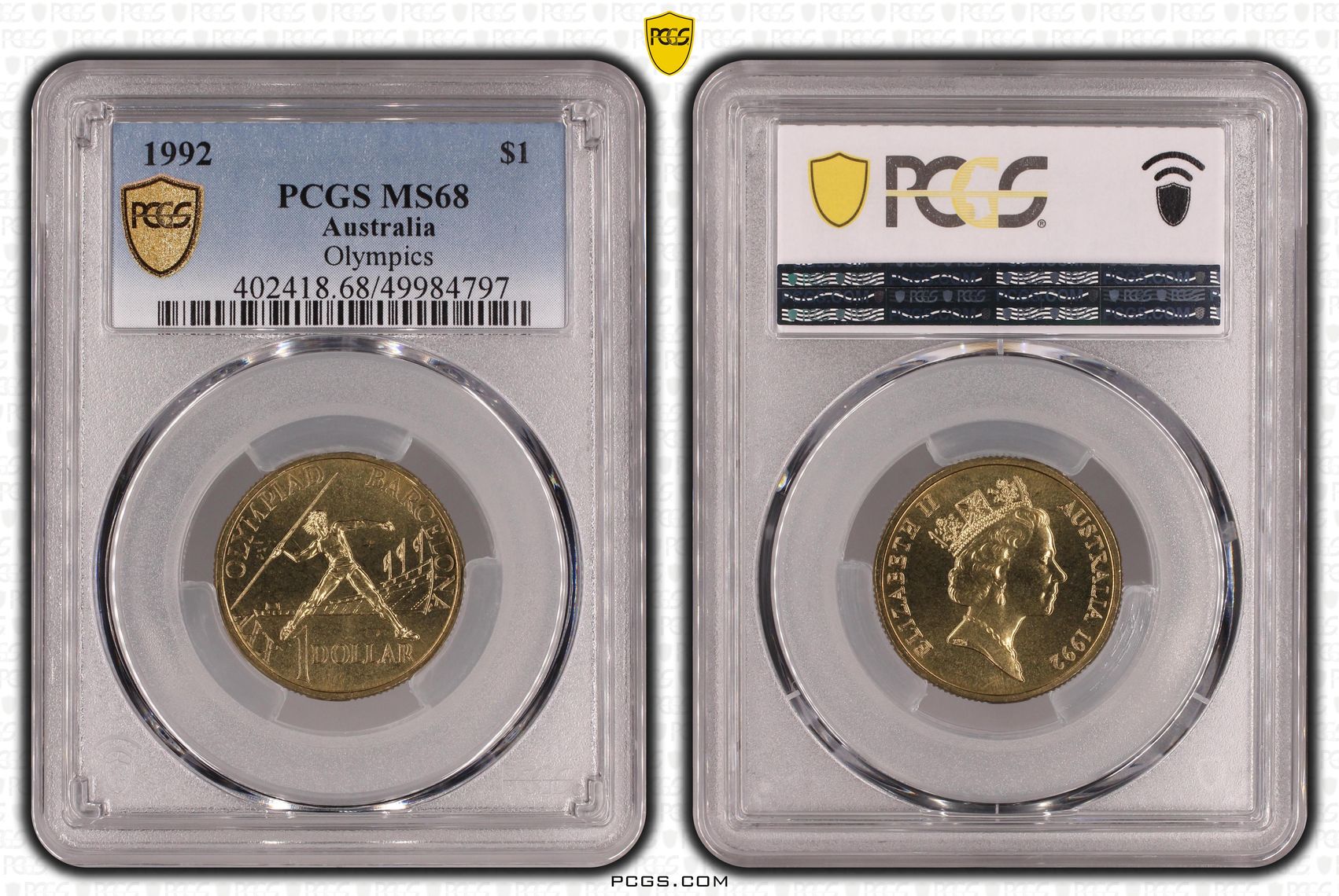 Olympics , One Dollar, 1992, PCGS MS68