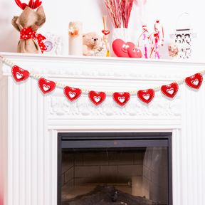 BLOSSSOUND VALENTINE'S DAY DECORATIONS FELT RETRO VALENTINE GARLAND DIY HEART BANNER WITH 60 WOODEN BEADS HANGING CRAFTS FOR VALEN