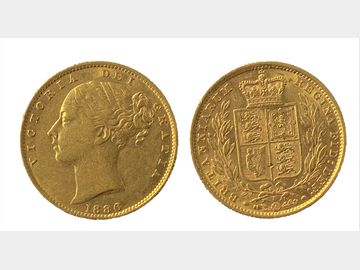 1886 Queen Victoria Young Head Sydney Mint Shield Gold Sovereign.