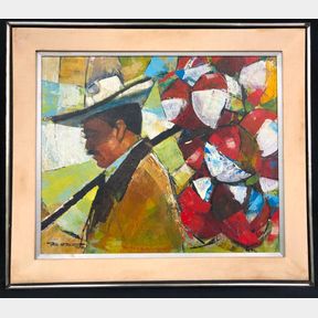 Paul Modlin Acrylic on Board, Original Frame Signature and Copyright Note on Back