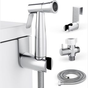 MEDIUM PURRFECTZONE BIDET SPRAYER FOR TOILET, HANDHELD SPRAYER KIT, CLOTH DIAPER SPRAYER SET - EASY TO INSTALL - STAINLESS STEEL